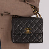 Chanel 1990s Quilted Leather Timeless Simple Square Flap Bag 24K GP