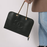 Chanel 1996 Dark Green Caviar Timeless Chain Tote 24K GP