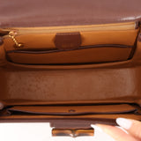 Gucci Vintage 1947 Chocolate Bamboo Turnlock Top Handle with Strap