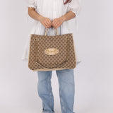Gucci Canvas Monogram Large 1955 Horsebit Chain Tote