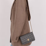 Chanel 2022 Camellia Turnlock Caviar Wallet on Chain