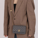 Chanel 2022 Camellia Turnlock Caviar Wallet on Chain