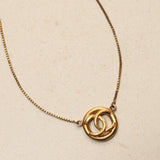 Chanel 1982 Interlocking CC Circle Pendant Choker 24K GP