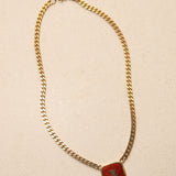 Celine Triomphe Enamel Square Curb Necklace