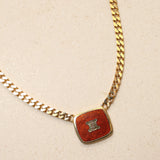 Celine Triomphe Enamel Square Curb Necklace