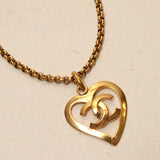 Chanel 1994 CC Logo Heart Pendant Necklace