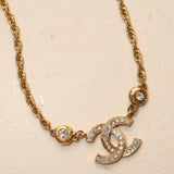 Chanel 70's Crystal Embellished Interlocking CC Pendant Choker