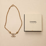Chanel 70's Crystal Embellished Interlocking CC Pendant Choker