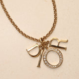 Dior XL Logo Crystal Charms Pendant Necklace