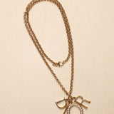 Dior XL Logo Crystal Charms Pendant Necklace