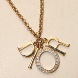 Dior XL Logo Crystal Charms Pendant Necklace
