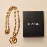 Chanel 1997 24K GP Double Turnlock Circle Pendant Necklace