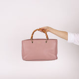 Gucci Dust Pink Leather Bamboo Shopper Tote