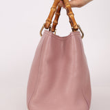 Gucci Dust Pink Leather Bamboo Shopper Tote