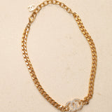 Chanel 2022 Crystal Logo Curb Chain Necklace