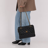 Chanel 1996 Caviar Turnlock Pocket Zip Chain Tote 24K GP