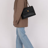 Chanel 1996 Caviar Turnlock Pocket Zip Chain Tote 24K GP