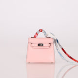 Hermès 2020 Sakura Tadelakt Micro Kelly Twilly Bag Charm