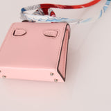 Hermès 2020 Sakura Tadelakt Micro Kelly Twilly Bag Charm