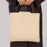 Chanel 1997 Vanilla Caviar Acrylic Wood Tote