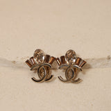 Chanel 2017 Interlocking CC Logo Rhinestones Clip-On Earrings