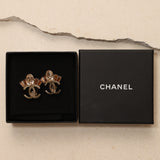 Chanel 2017 Interlocking CC Logo Rhinestones Clip-On Earrings