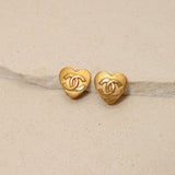 Chanel 1995 Mini Matte Heart Clip-On Earrings