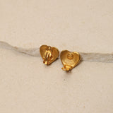Chanel 1995 Mini Matte Heart Clip-On Earrings