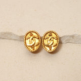 Chanel 1995 Milgrain Oval Clip-On Earrings