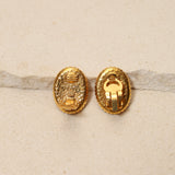 Chanel 1995 Milgrain Oval Clip-On Earrings
