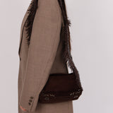Limited Edition Bottega Veneta 2003 Intrecciato Suede Fringe Boho Hobo