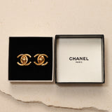 Chanel 1995 CC Turnlock Clip-On Earrings 24k GP
