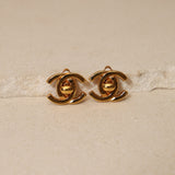 Chanel 1995 CC Turnlock Clip-On Earrings 24k GP