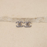 Chanel 2012 Silver Crystal CC Studs
