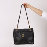 Chanel 1993 Caviar Double Sided Turnlock Tote 24k GP