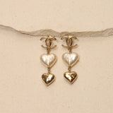 Chanel 22C Heart Pearl Drop Earrings