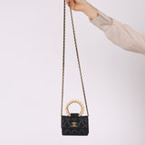 Chanel Lambskin Pearl Top Handle Cardholder on Chain