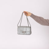 Rare Chanel 2016 Glazed Calfskin Grommet Airline Rectangular Mini Flap Bag
