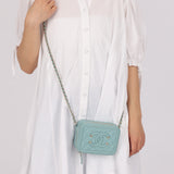 Chanel 2020 Caviar Robin's Egg Mini Filigree Crossbody