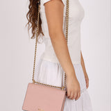 Prada Pink Saffiano Chain Envelope Flap