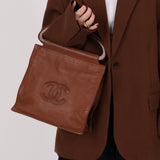 Rare Chanel 2003 Whipstitch Wood Top Handle Tote