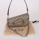 Gucci x Billie Eilish 1955 Coated Canvas Asymmetrical Horsebit Mini Shoulder Bag on Chain