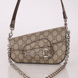 Gucci x Billie Eilish 1955 Coated Canvas Asymmetrical Horsebit Mini Shoulder Bag on Chain