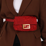 Fendi Floral Embroidered Red Baguette Waist Bag