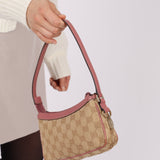 Gucci Monogram Canvas Pink Strap Pochette