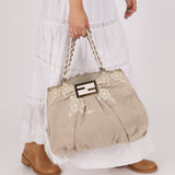 Fendi Linen Lace Chain Mia Tote