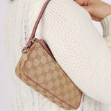 Gucci Monogram Canvas Pink Strap Pochette