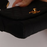 Rare Chanel 1989 Black Grosgrain Quilted Turnlock Mini Flap Bag