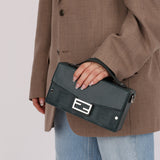 Fendi Forest Green Zucca Trunk Baguette Bag