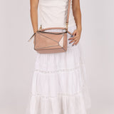 Loewe Suede Pink Bicolor Small Puzzle Bag